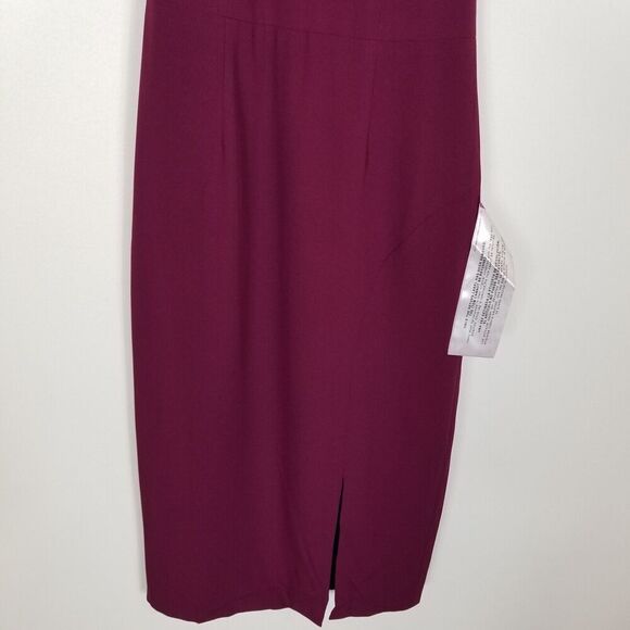 Dress the Population Women Emme Back Bow Sheath Cocktail Dress Size S Wine - Picture 3 of 8